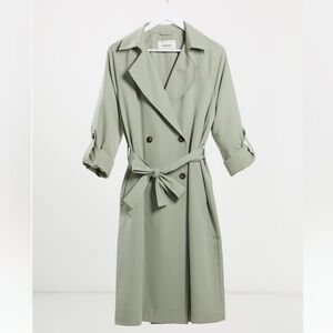 Stradivarius Olive Green/Khaki Trench Coat